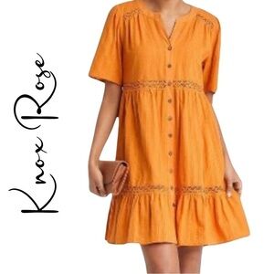 Knox Rose LAST CHANCE SALE Gauze Lattice Boho Ruffled Sundress Dress